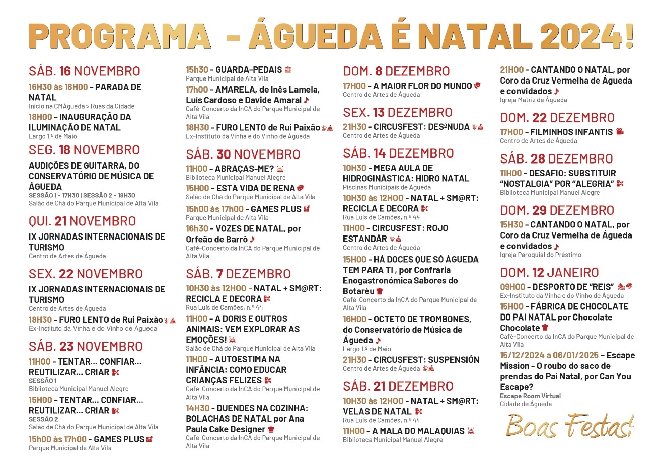 Programa do Evento - &Aacute;gueda &eacute; Natal 2024